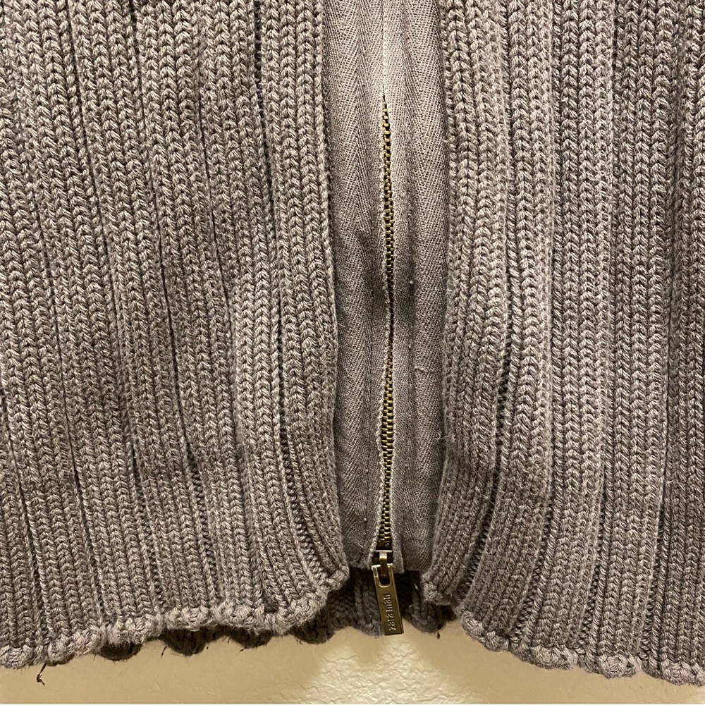 Zara Man Basic Ribbed Cable Knit Full Zip Mock Ne… - image 5